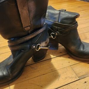 Black Cowboy Western Boots with Rugged Sole